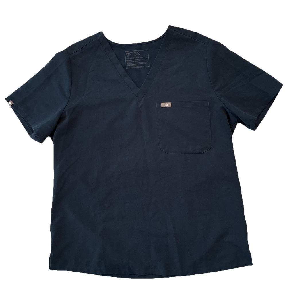 FIGS Dark Harbor Technical Collection Sz L Scrub Catarina SS Top Blue  PO3019